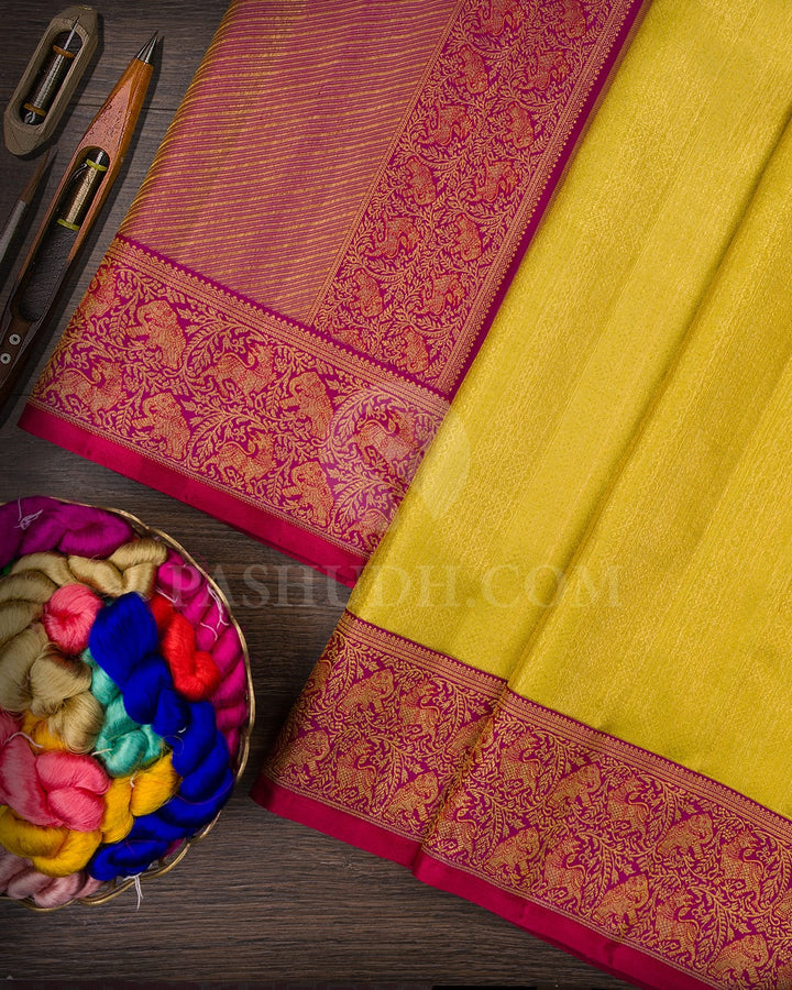Parrot Green And Purple Kanjivaram Silk Saree-S1541(A)