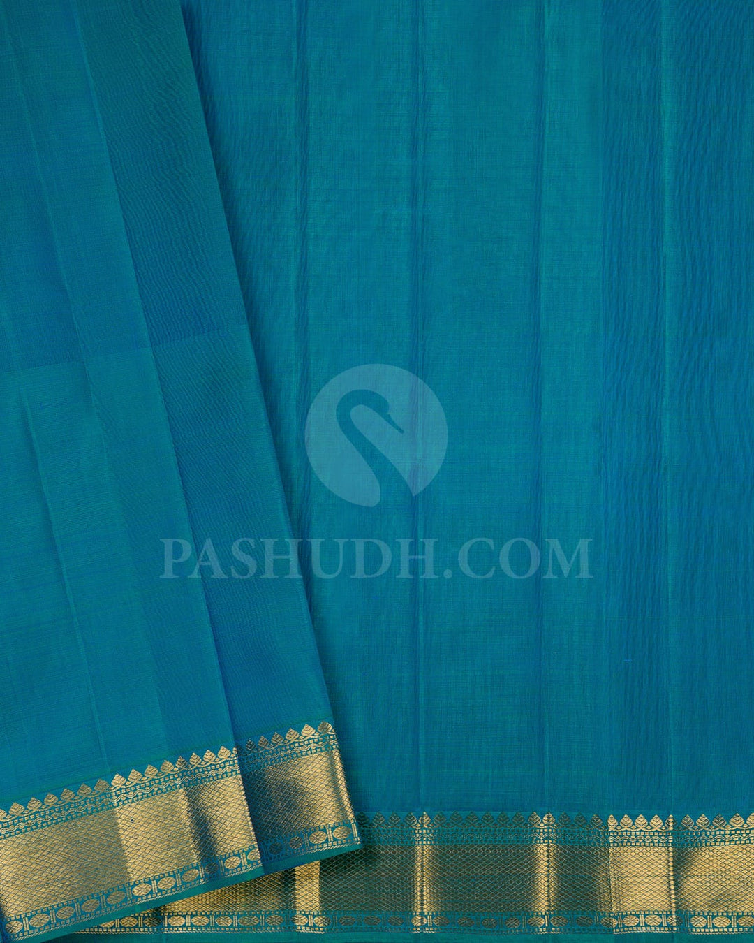 Grey And Peacock Blue Kanjivaram Silk Saree-S1524(A)