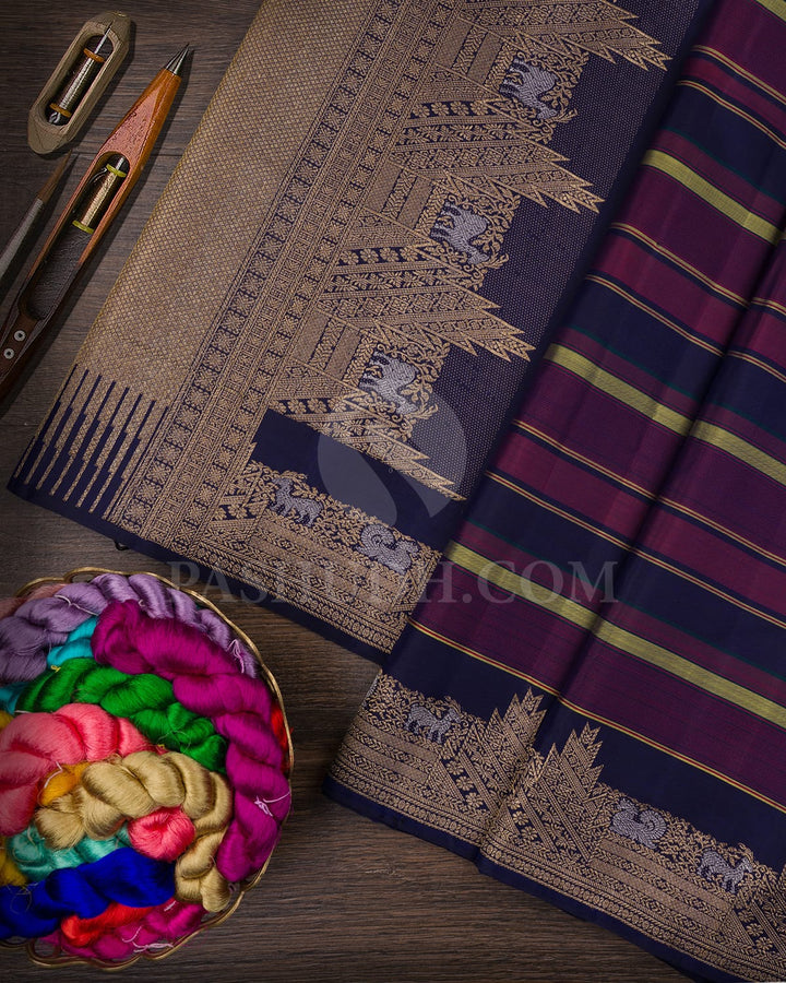 Navy Blue Kanjivaram Silk Saree-S1331(C)