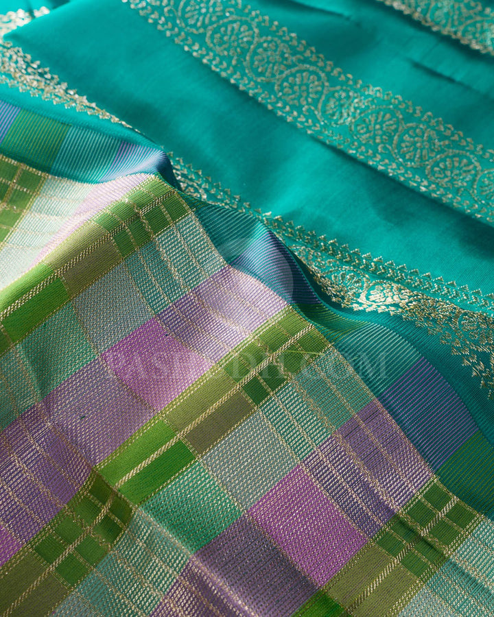 Multicolor And Sapphire Green Kanjivaram Silk Saree-DJ382(B)
