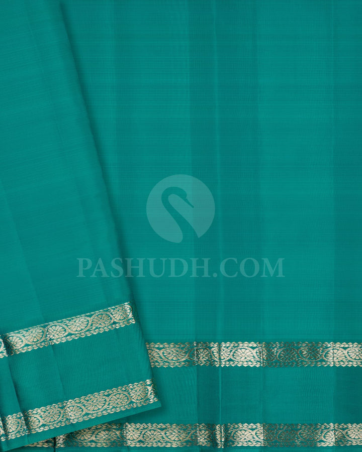 Multicolor And Sapphire Green Kanjivaram Silk Saree-DJ382(B)