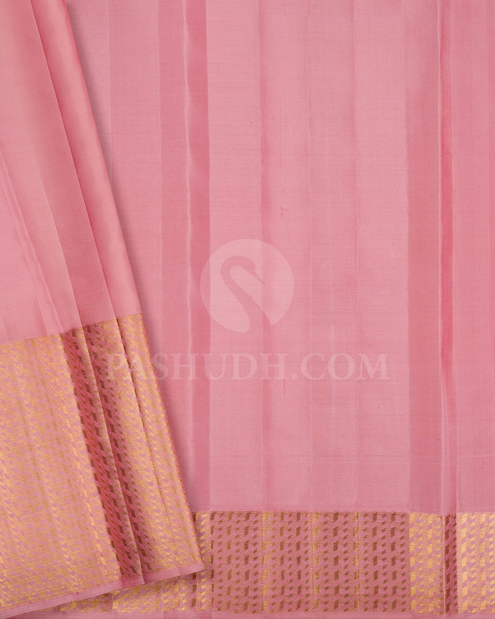 Golden Yellow And Lace Pink Kanjivaram Silk Saree-D649(A)