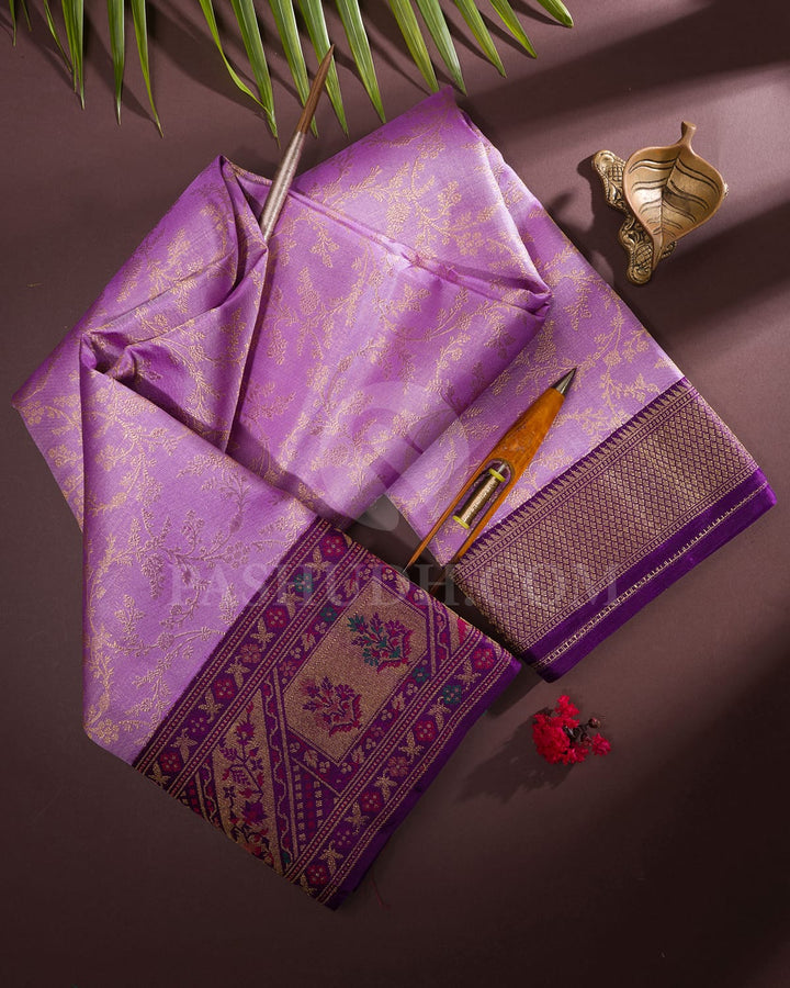 Lavender And Purple Pure Zari Bridal Kanjivaram Silk Saree-P194(A)