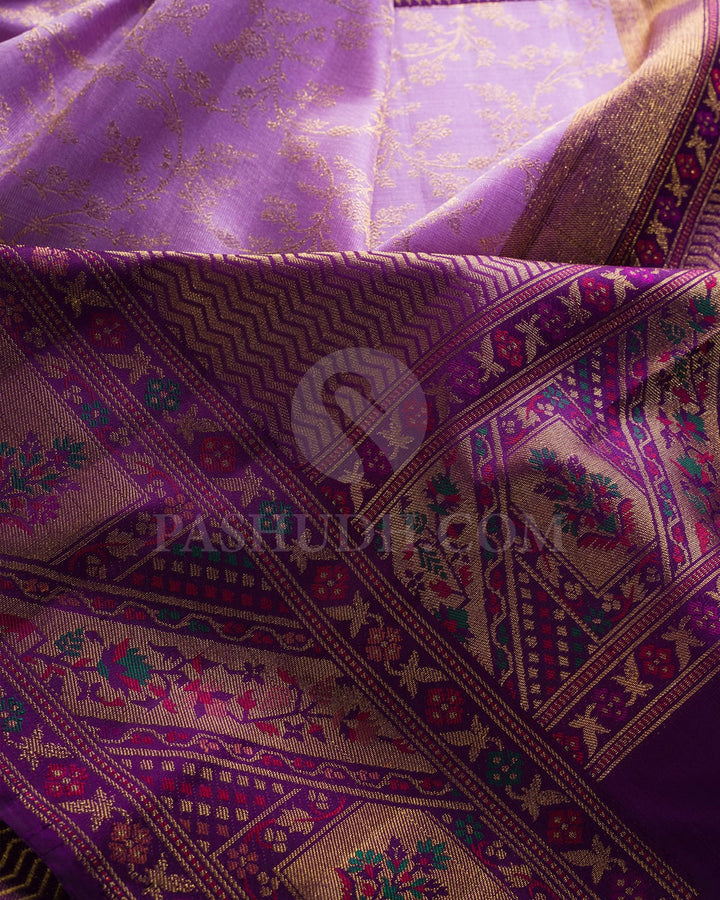 Lavender And Purple Pure Zari Bridal Kanjivaram Silk Saree-P194(A)