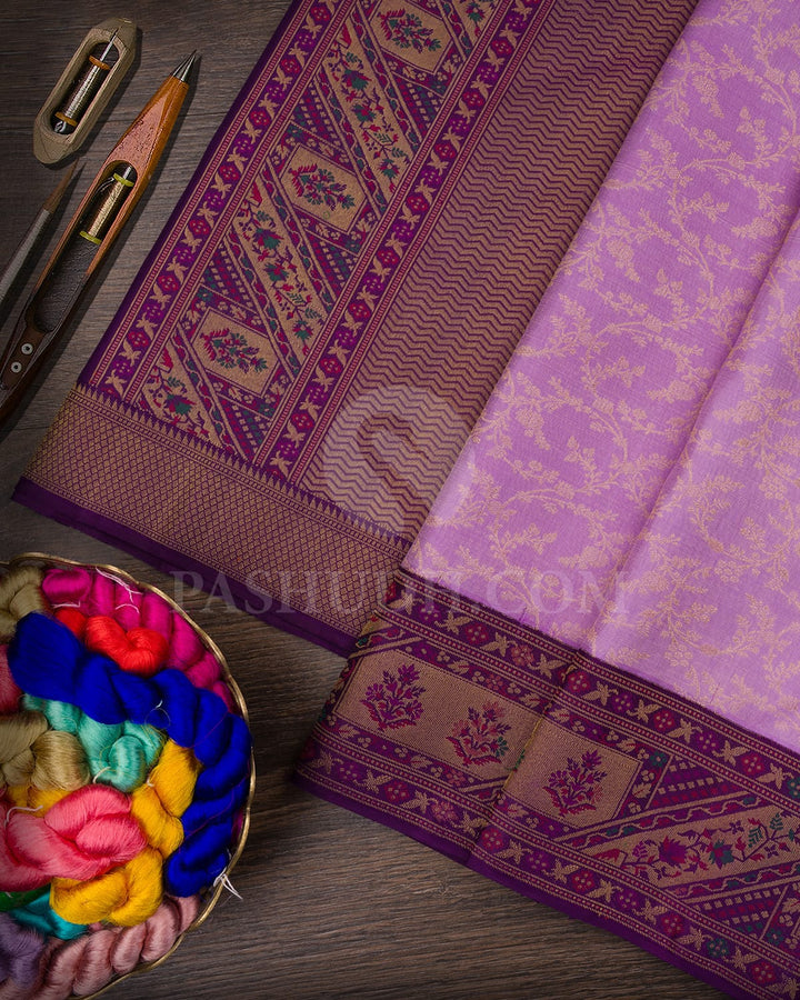 Lavender And Purple Pure Zari Bridal Kanjivaram Silk Saree-P194(A)