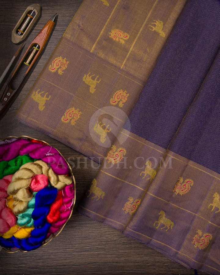 Navy Blue Kanjivaram Silk Saree-S1522(A)