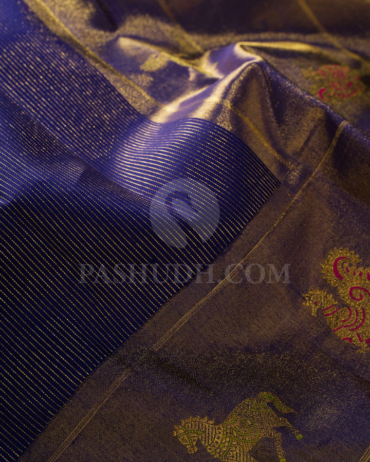 Navy Blue Kanjivaram Silk Saree-S1522(A)