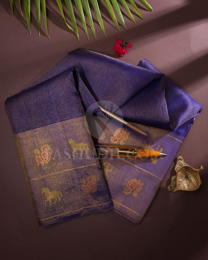 Navy Blue Kanjivaram Silk Saree-S1522(A)