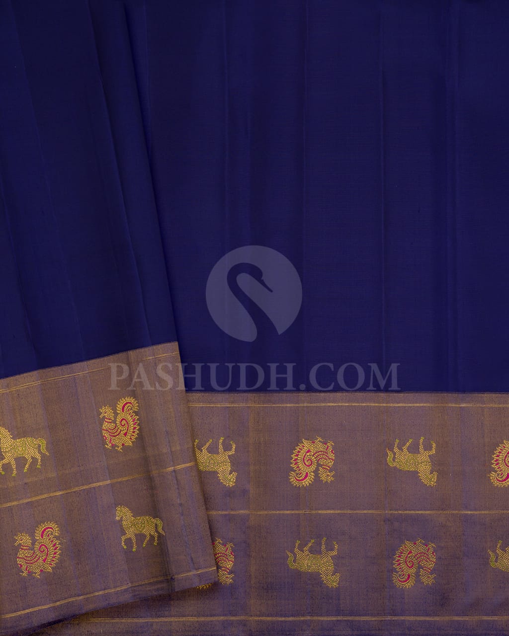Navy Blue Kanjivaram Silk Saree-S1522(A)