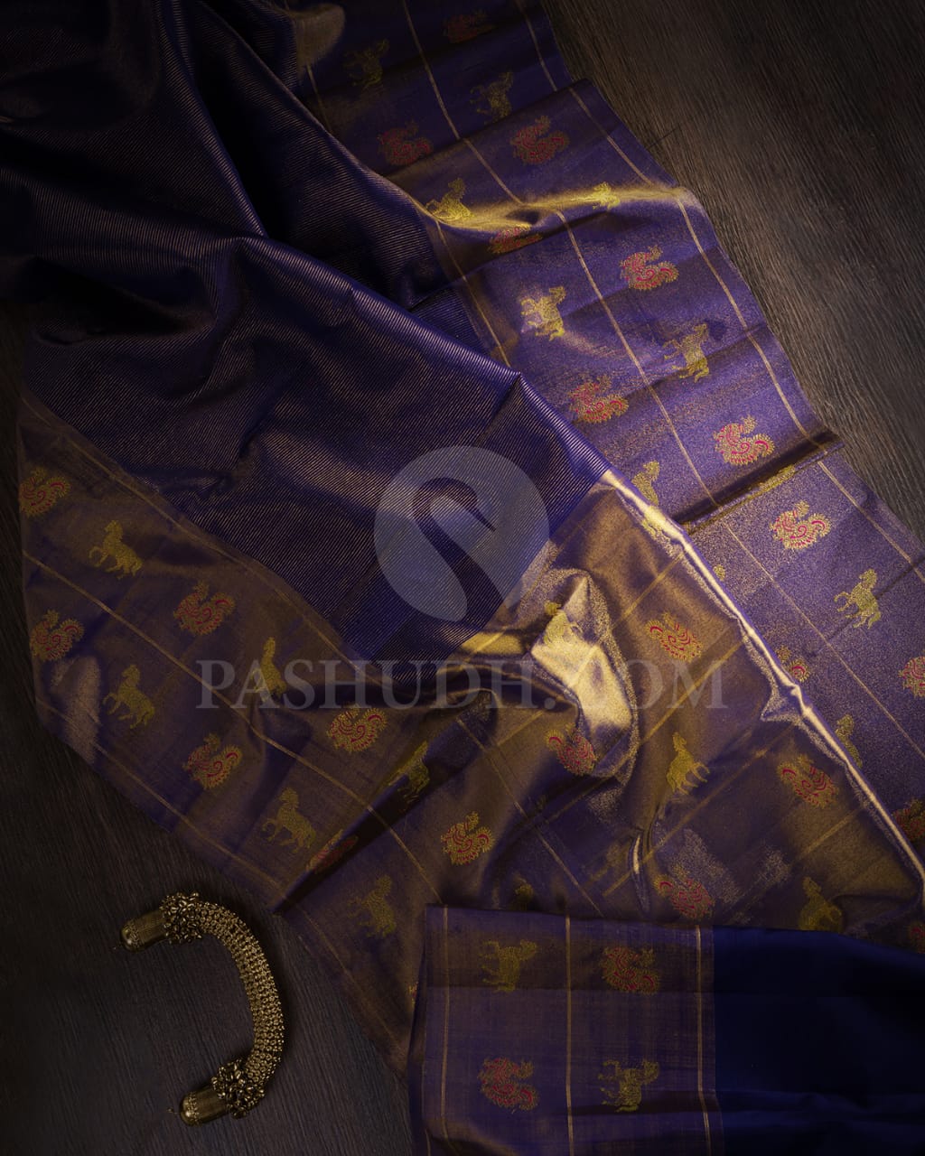 Navy Blue Kanjivaram Silk Saree-S1522(A)