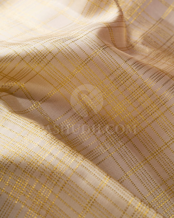 Half White And Brick Red Kanjivaram Silk Saree-S1526(A)