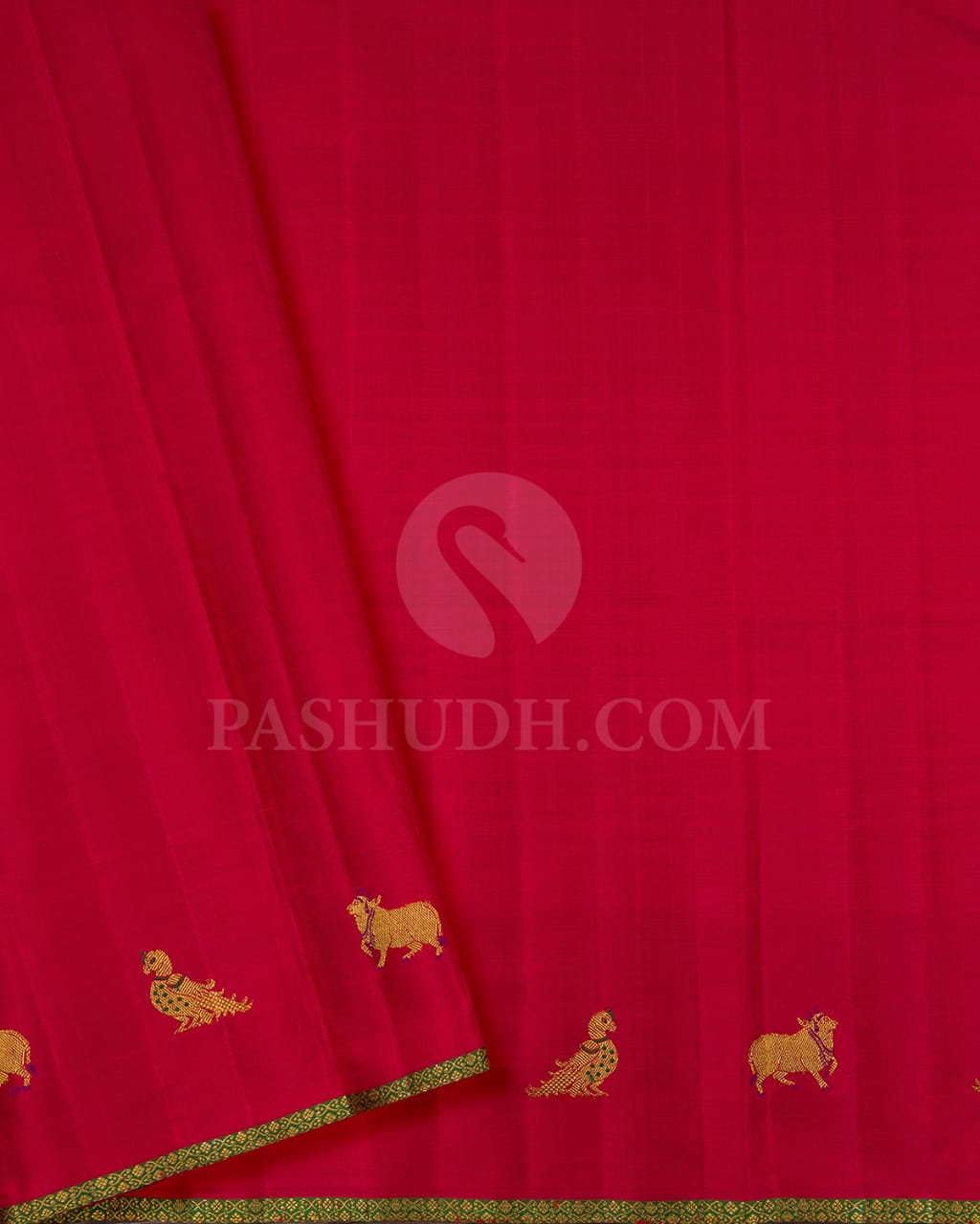 Half White And Brick Red Kanjivaram Silk Saree-S1526(A)
