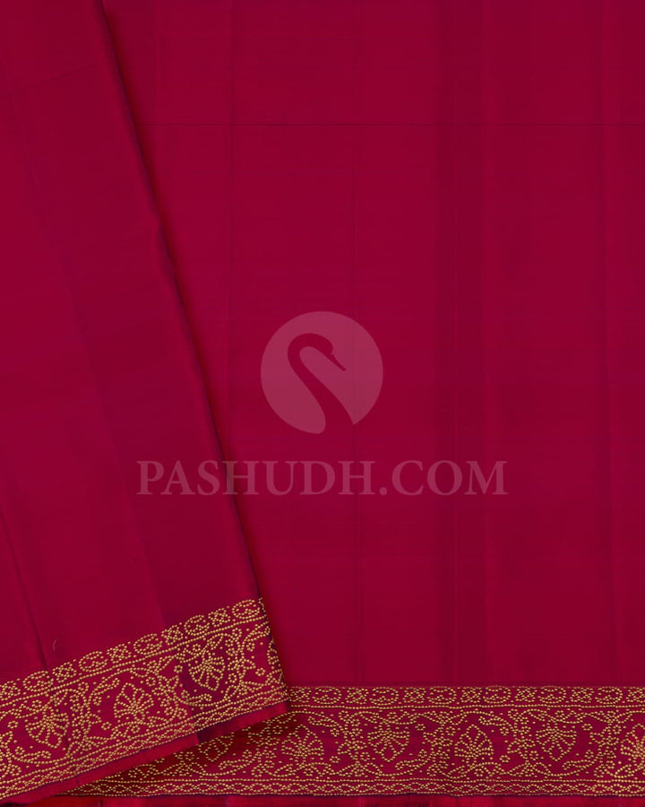 Purple Shot Red With Maroon Kanjivaram Silk Saree-S1505(A)