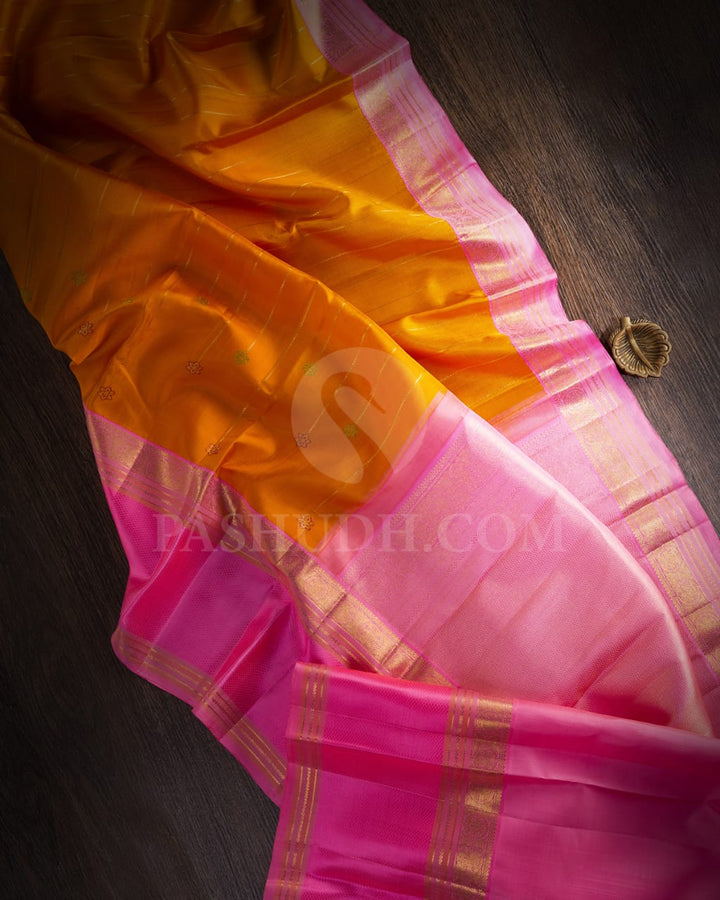 Orange And Rose Pink Kanjivaram Silk Saree-S1515(A)