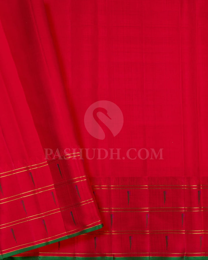 Purple Kanjivaram Silk Saree With Red Paithani Border-S1511(A)