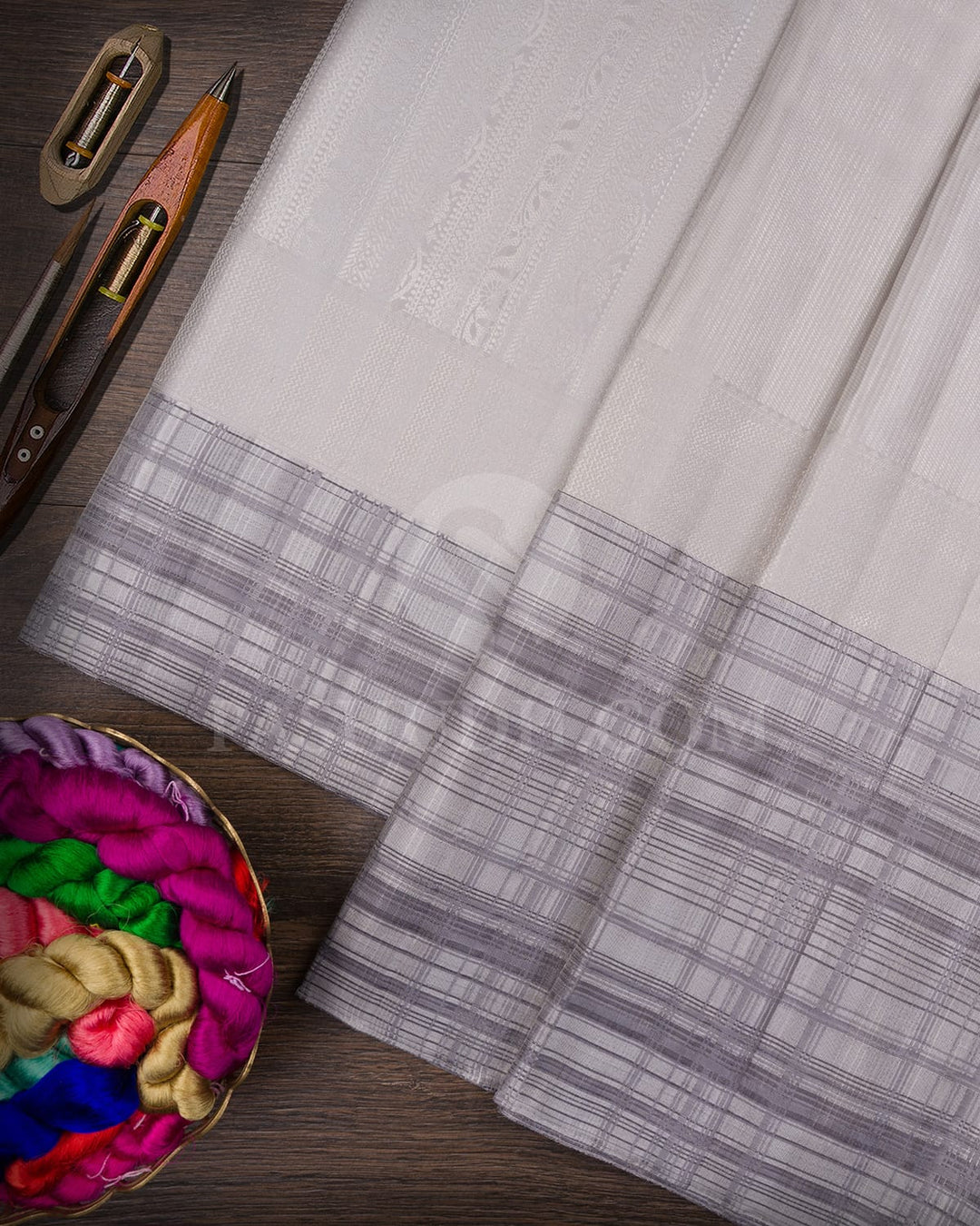 Silver Grey Kanjivaram Silk Saree-D540(C)
