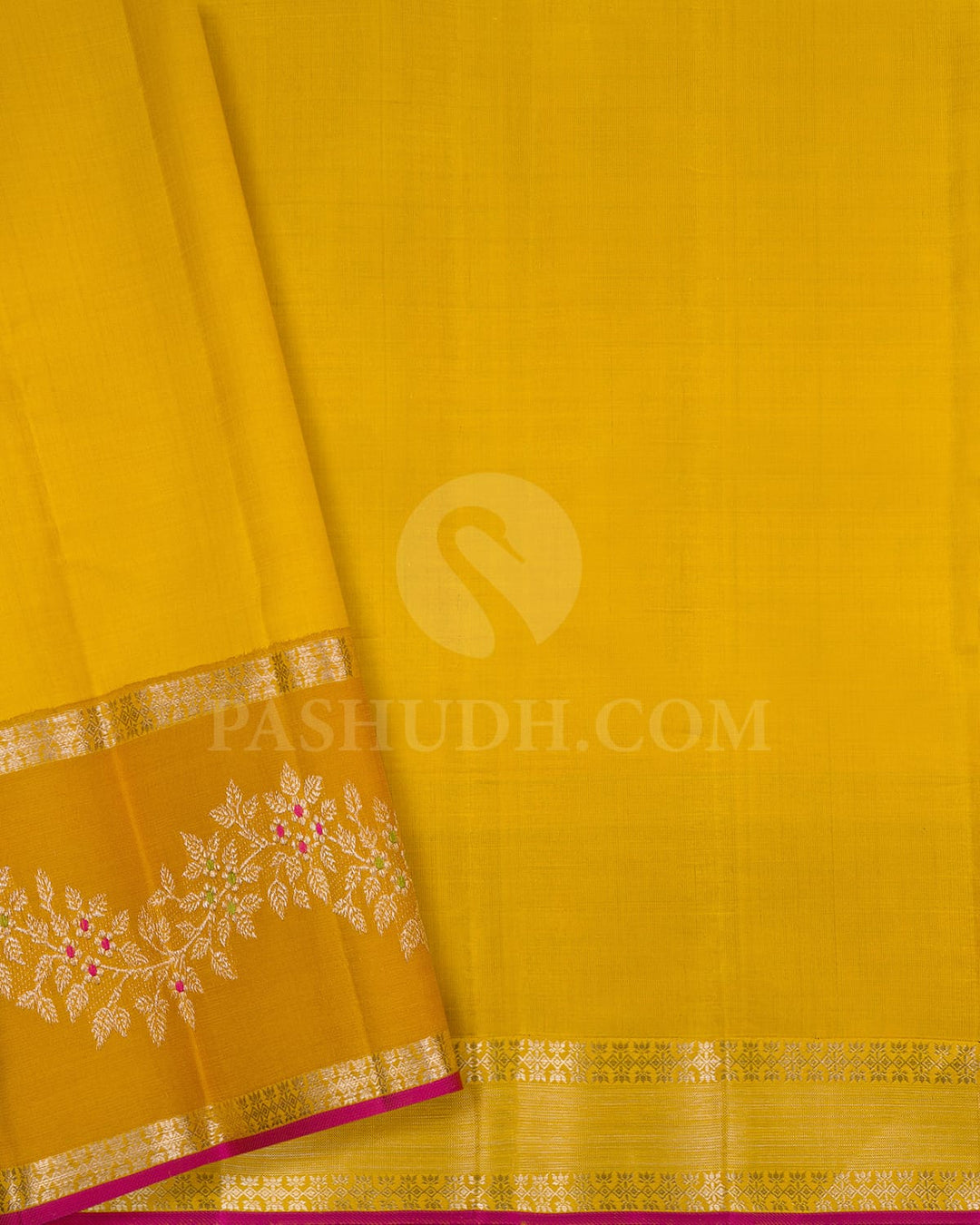 Bottle Green And Mustard Kora Organza Kanjivaram Silk Saree-S1527(A)