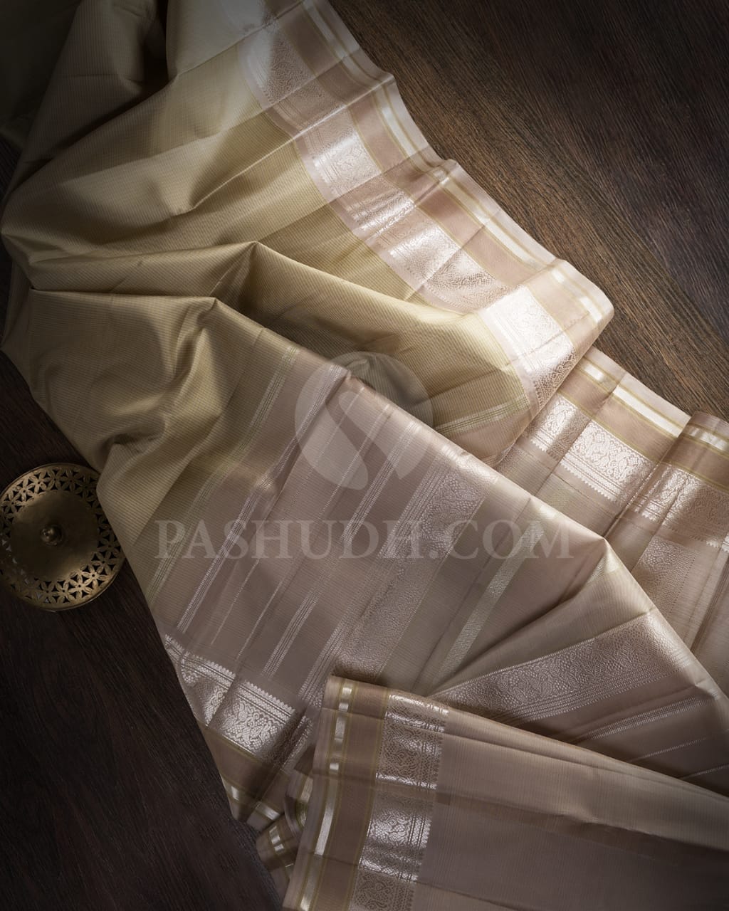 Sage Green And Grey Pure Zari Kanjivaram Silk Saree-SP217