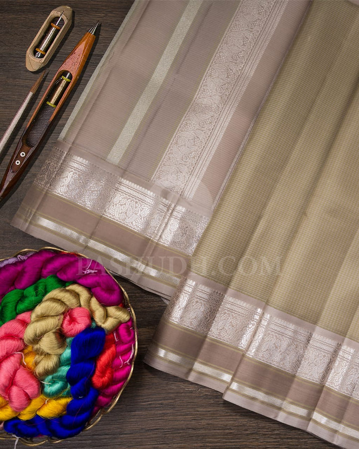 Sage Green And Grey Pure Zari Kanjivaram Silk Saree-SP217