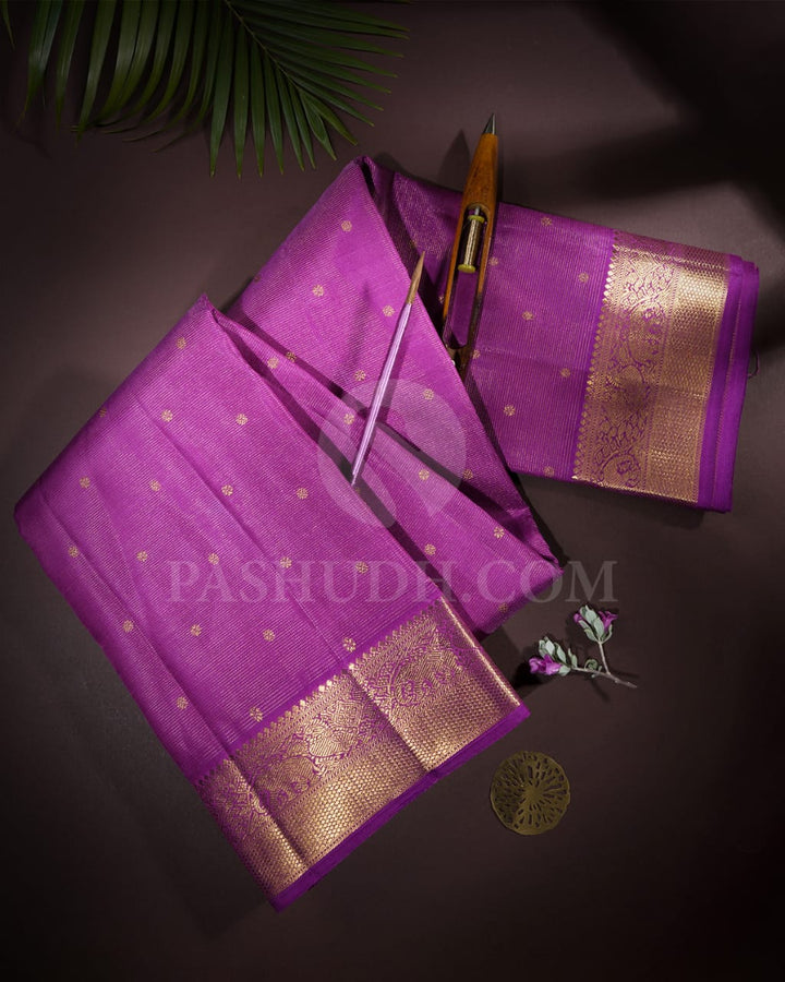 Deep Lavender Pure Zari Kanjivaram Silk Saree-SP194