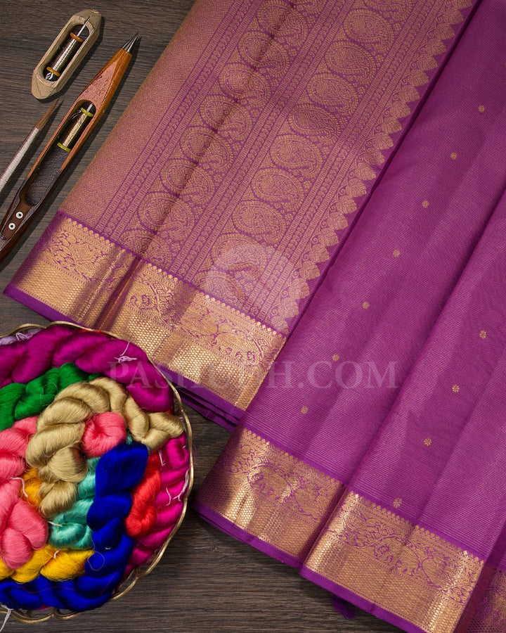 Deep Lavender Pure Zari Kanjivaram Silk Saree-SP194