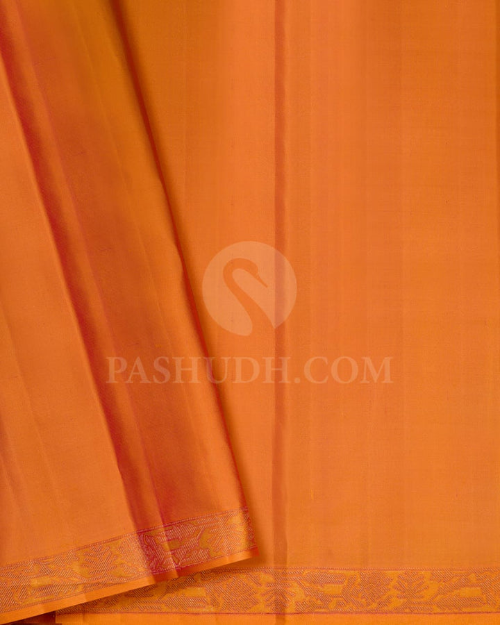 Orange Shot Red With Mango Yellow Kanjivaram Silk Saree-D646(A)