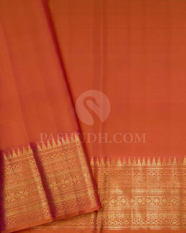 Violet And Rust Orange Kanjivaram Silk Saree-D650(A)