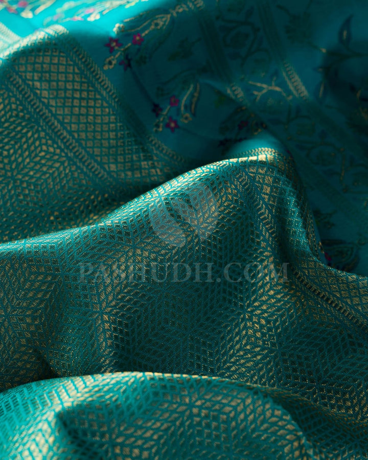 Anandha Blue Bridal Pure Zari Kanjivaram Silk Saree-P198(A)