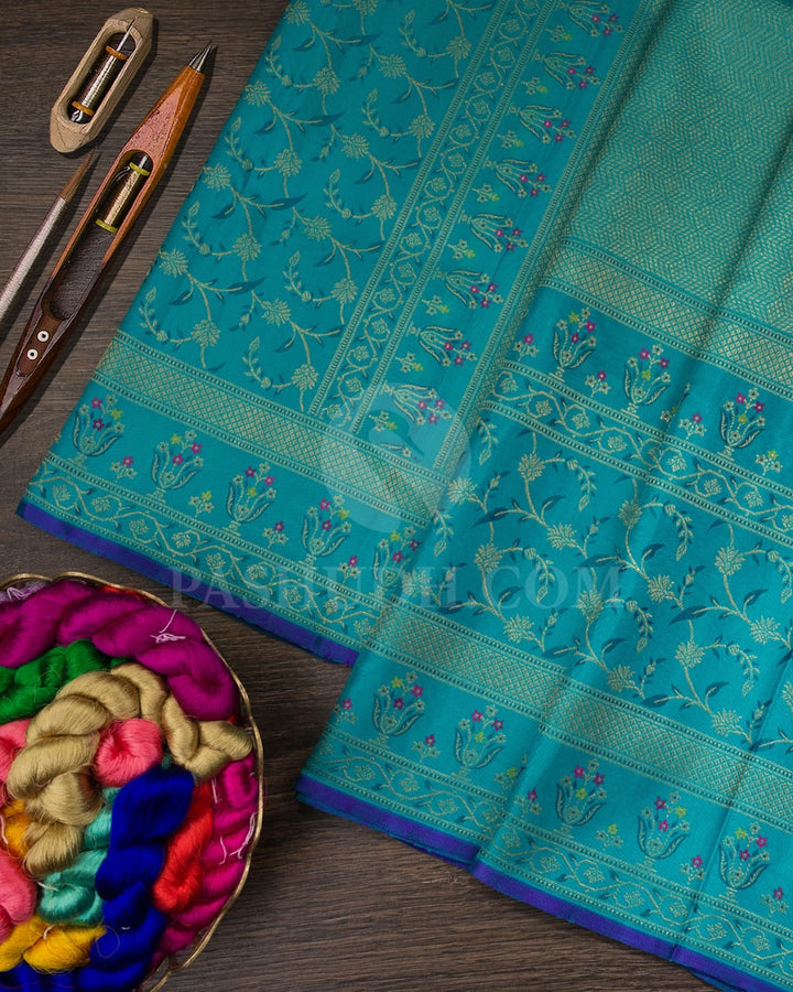 Anandha Blue Bridal Pure Zari Kanjivaram Silk Saree-P198(A)