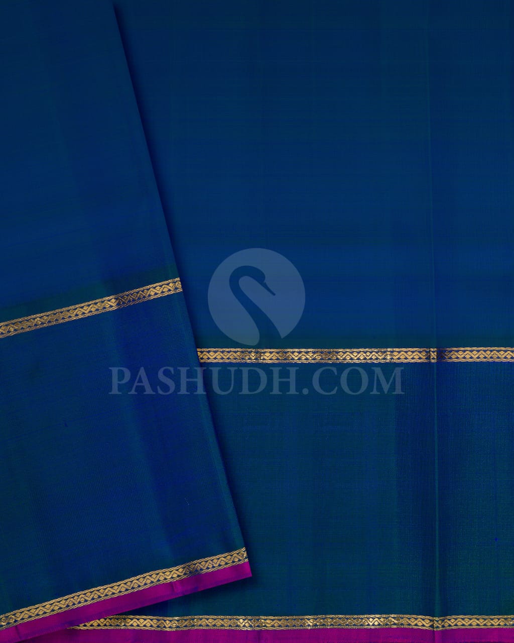 Subtle Lavender And Cobalt Blue Kanjivaram Silk Saree-SP214