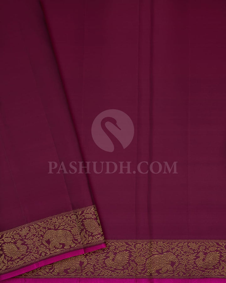 Orange And Burgundy Kanjivaram Silk Saree-S1543(A)