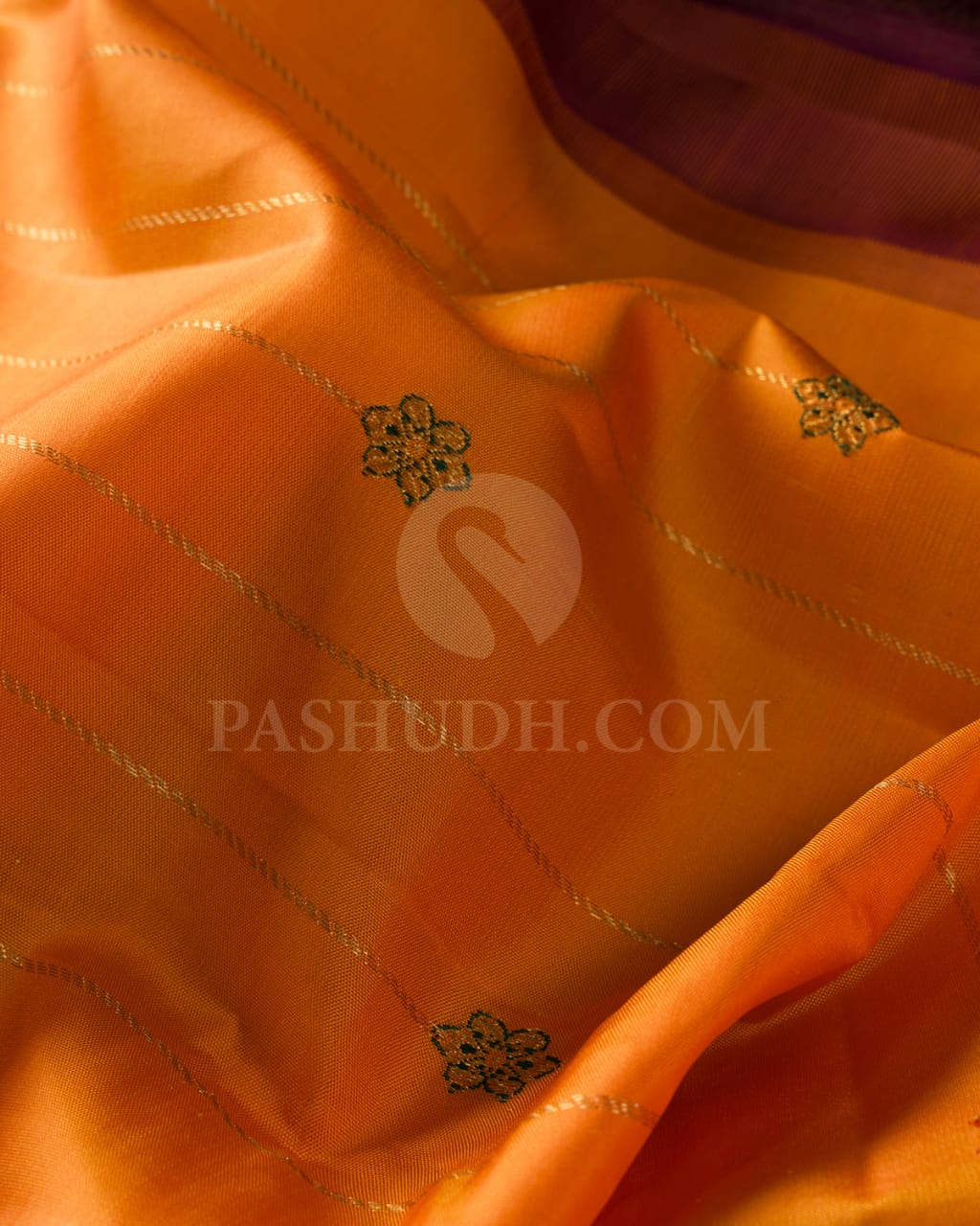 Orange And Burgundy Kanjivaram Silk Saree-S1543(A)