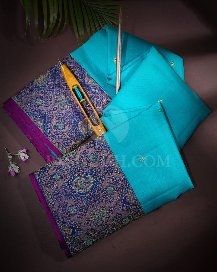 Turquoise Blue And Royal Blue Kanjivaram Silk Saree-S1548(A)