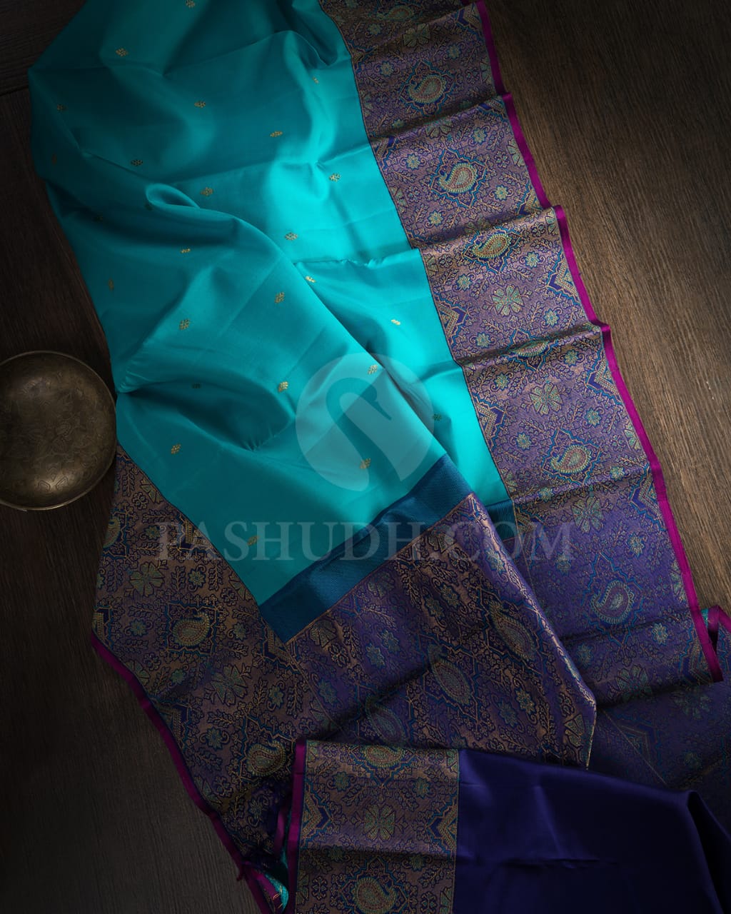 Turquoise Blue And Royal Blue Kanjivaram Silk Saree-S1548(A)