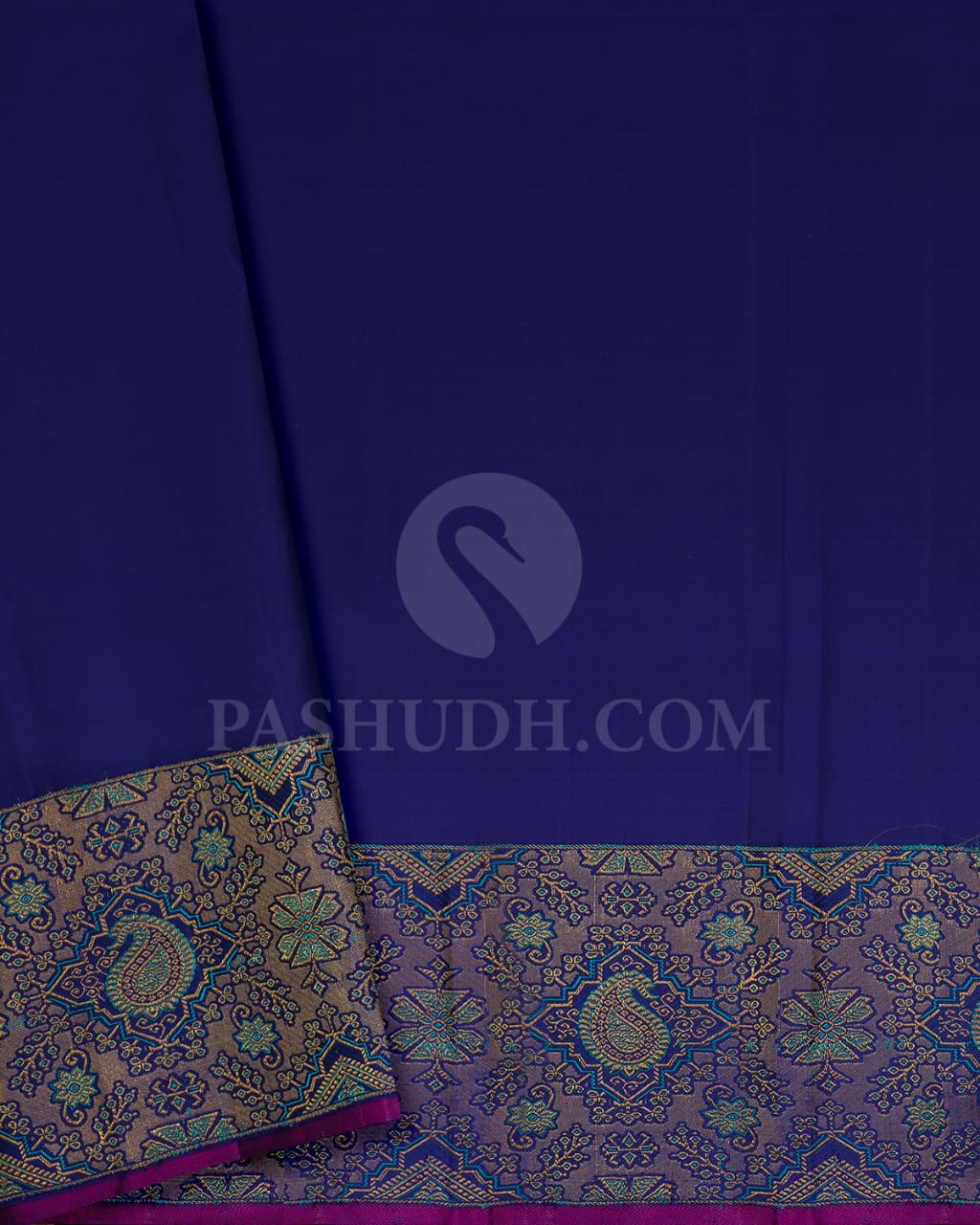 Turquoise Blue And Royal Blue Kanjivaram Silk Saree-S1548(A)