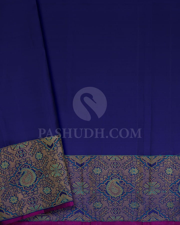 Turquoise Blue And Royal Blue Kanjivaram Silk Saree-S1548(A)