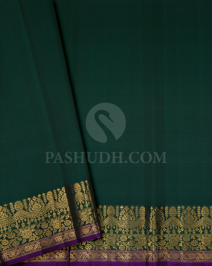 Sky Blue And Bottle Green Kanjivaram Silk Saree-S1496(B)