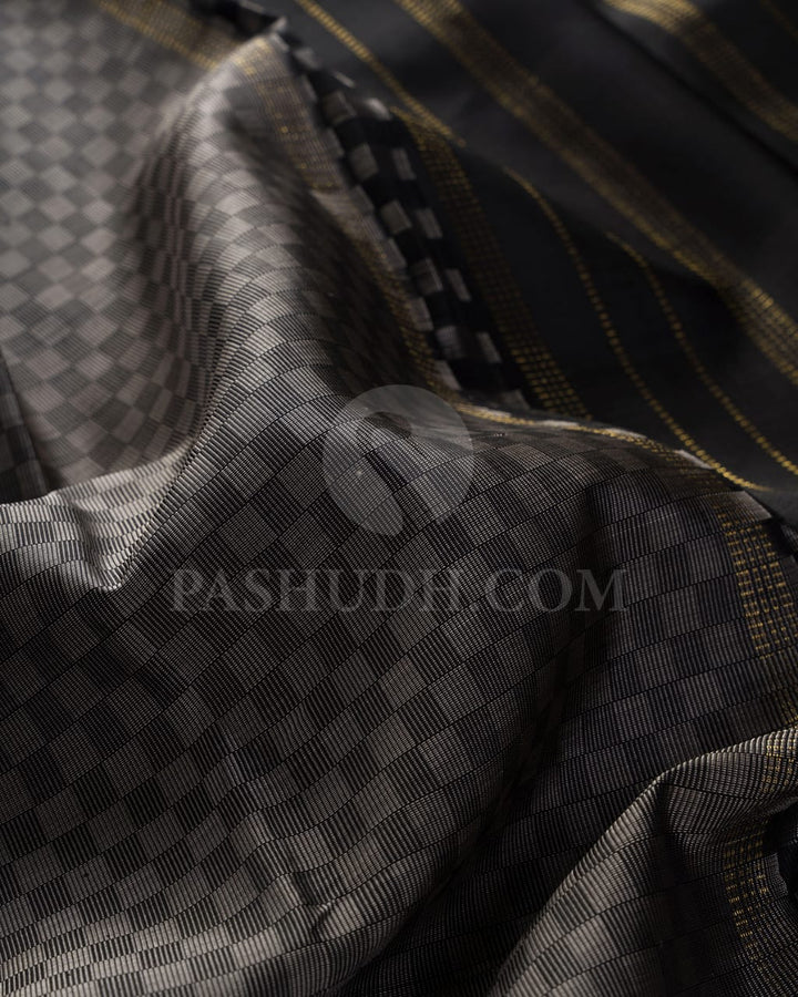 Black, Grey And Crimpson Pure Zari Kanjivaram Silk Saree-SP207