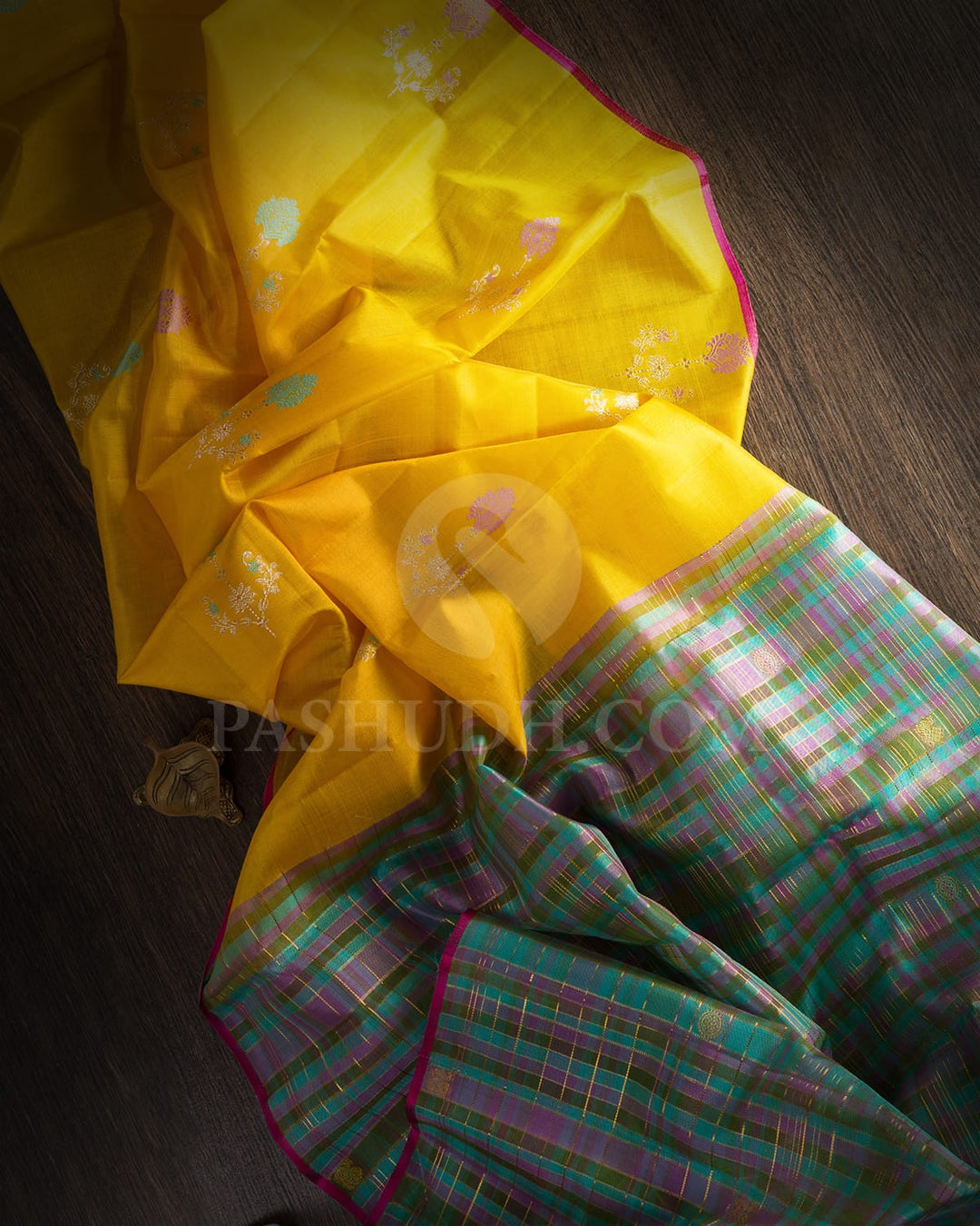 Yellow Borderless Traditional  Kanjivaram Silk Saree-S1512(B)