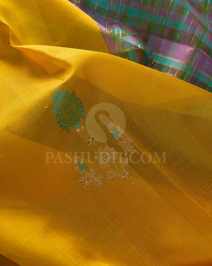 Yellow Borderless Traditional  Kanjivaram Silk Saree-S1512(B)