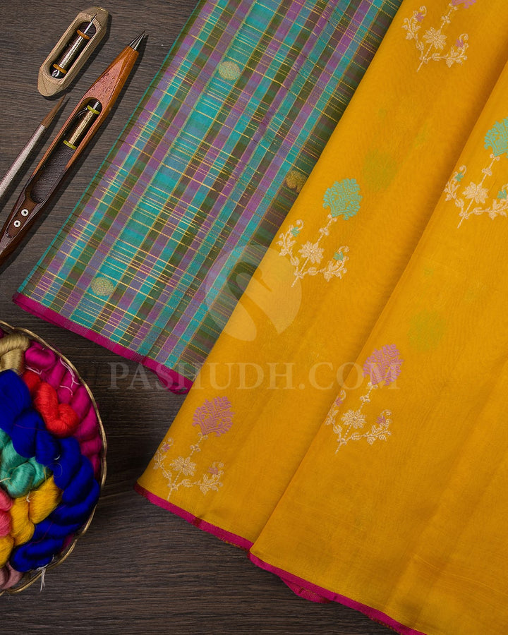 Yellow Borderless Traditional  Kanjivaram Silk Saree-S1512(B)