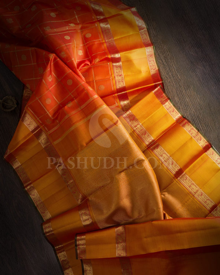 Orange Pure Zari Kanjivaram Silk Saree-SP191