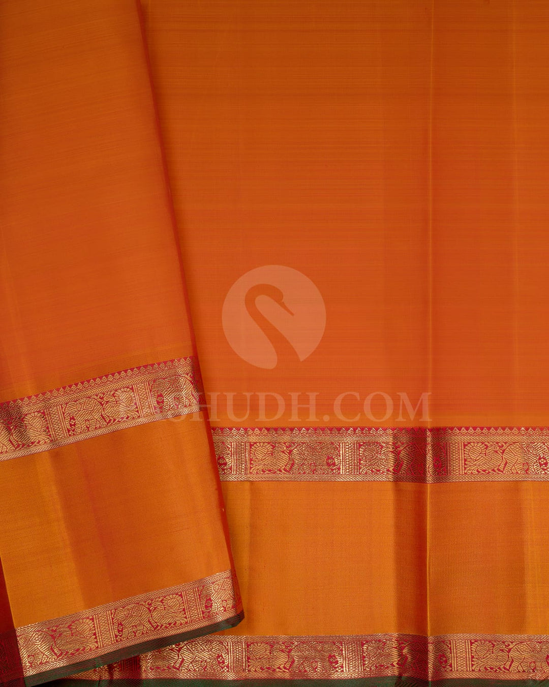 Orange Pure Zari Kanjivaram Silk Saree-SP191