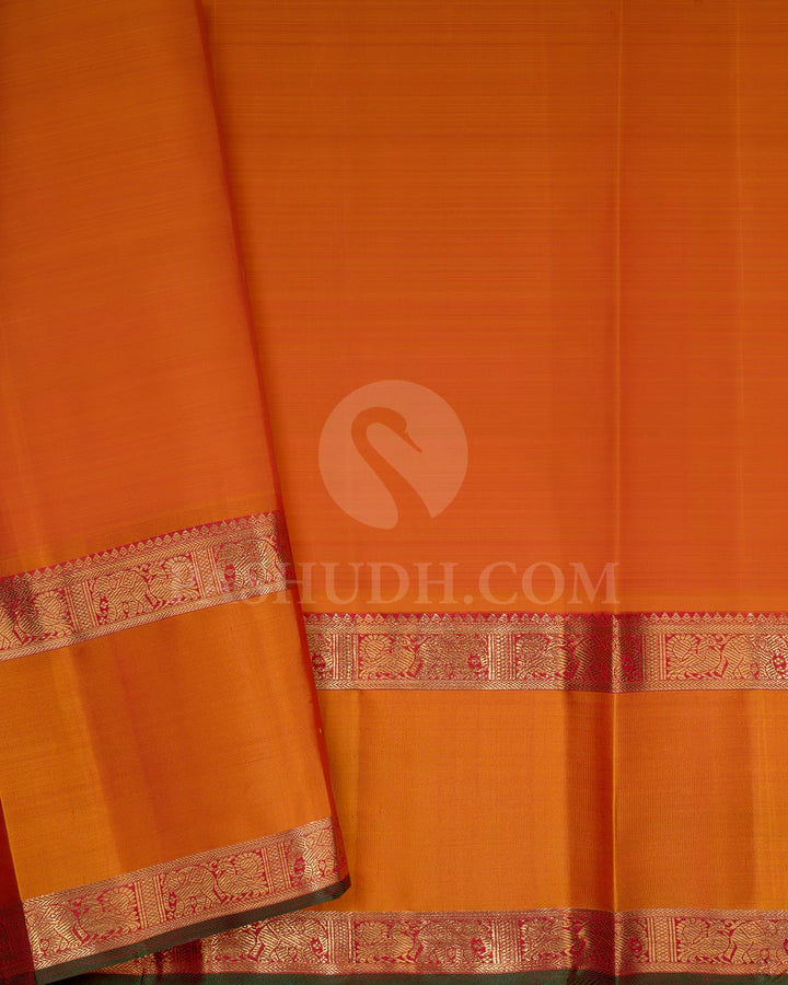 Orange Pure Zari Kanjivaram Silk Saree-SP191