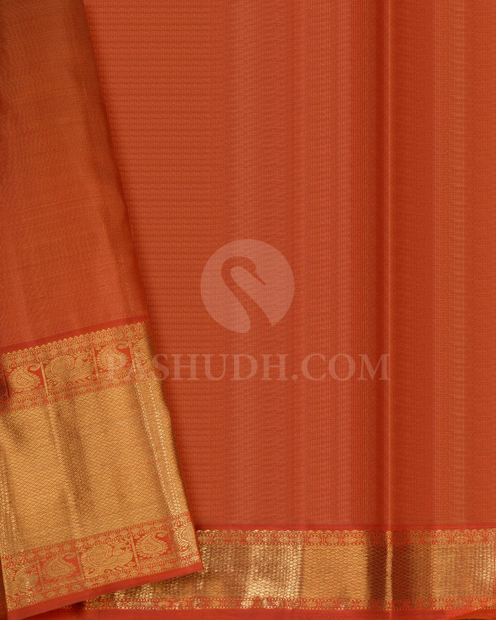Orange Pure Zari Kanjivaram Silk Saree-SP197