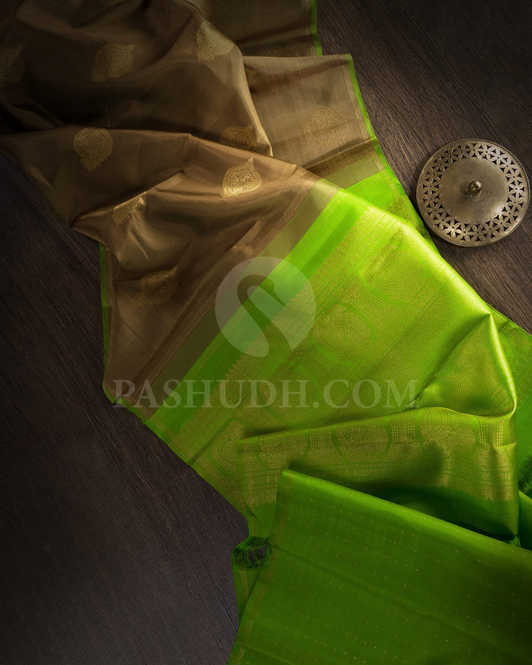 Mehendi Green With Parrot Green Pure Zari Kanjivaram Silk Saree-SP216