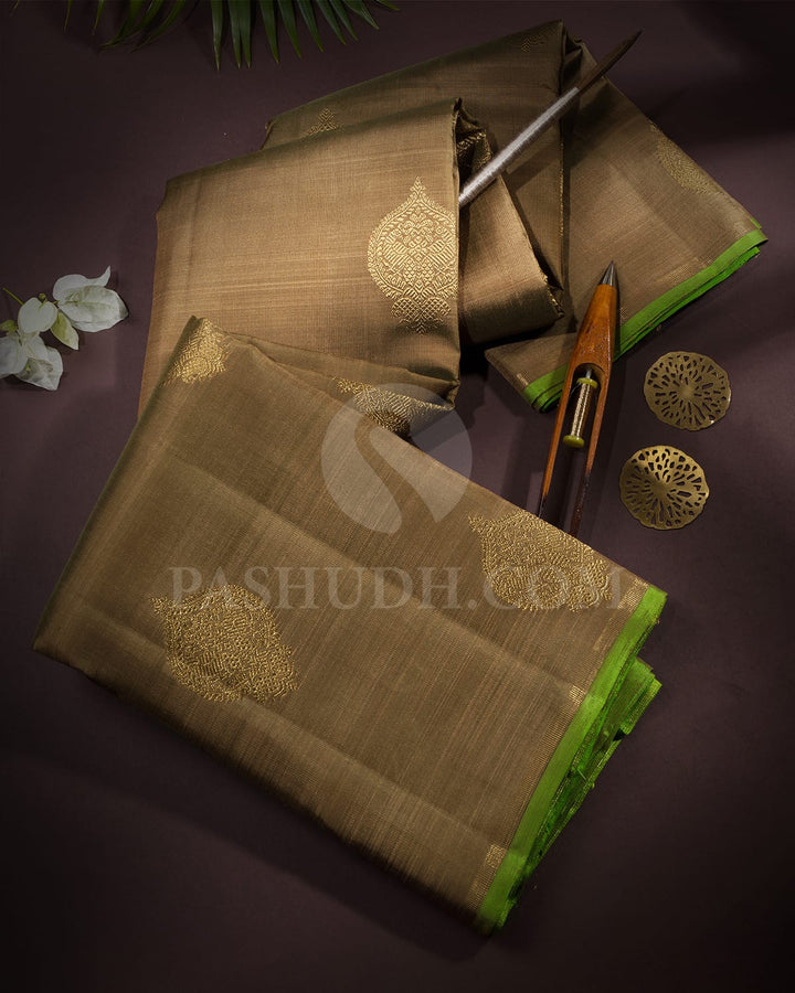 Mehendi Green With Parrot Green Pure Zari Kanjivaram Silk Saree-SP216