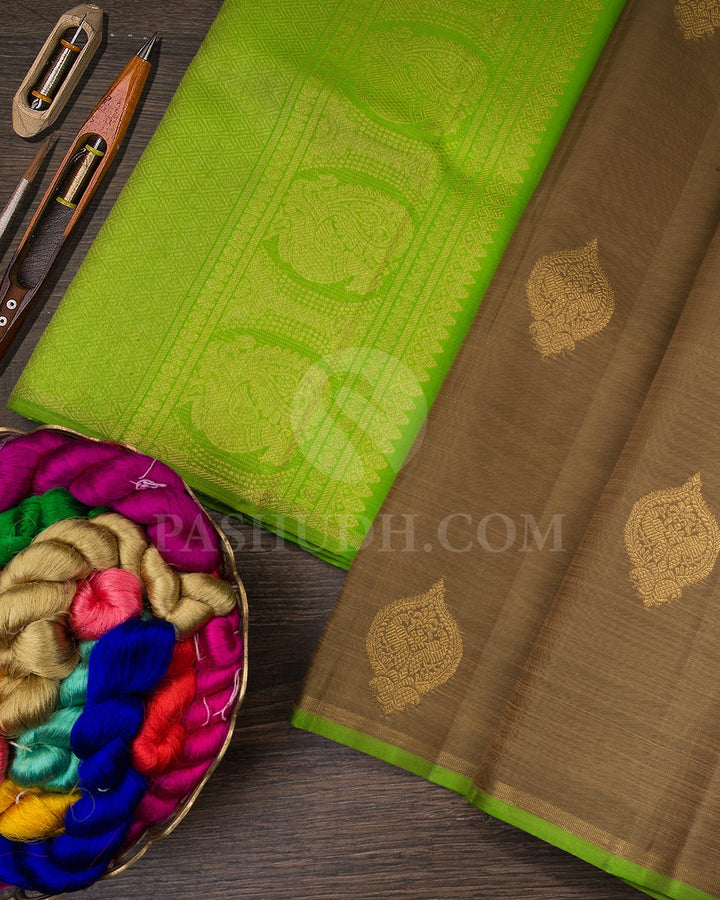 Mehendi Green With Parrot Green Pure Zari Kanjivaram Silk Saree-SP216