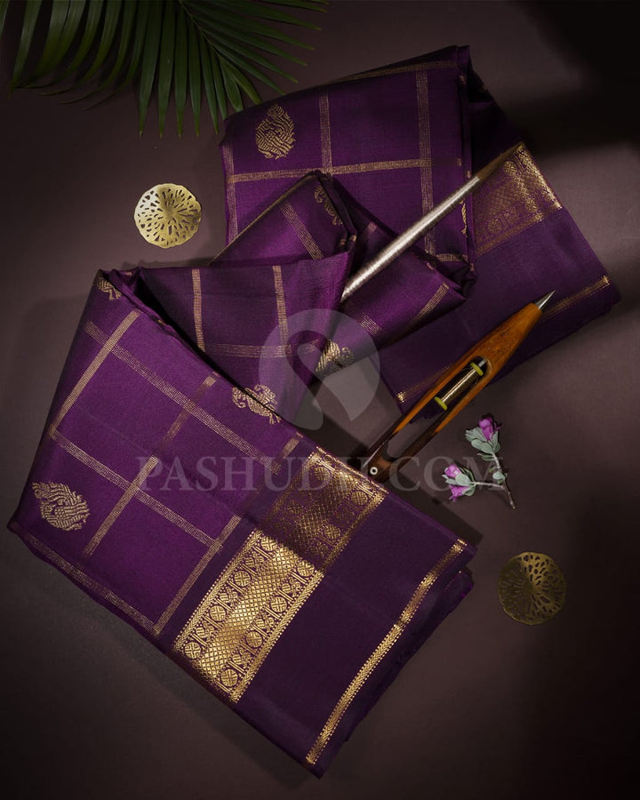 Purple Pure Zari Kanjivaram Silk Saree-SP199