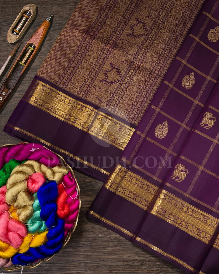 Purple Pure Zari Kanjivaram Silk Saree-SP199
